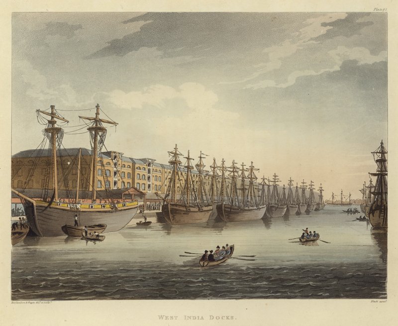 Nyugat-indiai dokkok alkotó: Pugin and Rowlandson