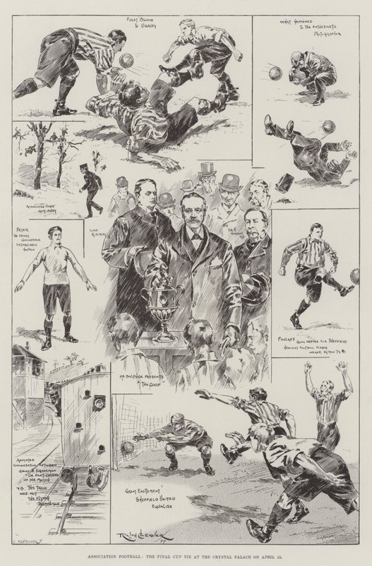 Association Football, a kupadöntő döntetlen a Crystal Palace-ban április 15-én alkotó: Ralph Cleaver