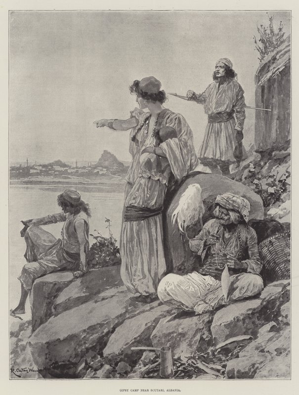 Cigánytábor Scutari közelében, Albániában alkotó: Richard Caton Woodville junior