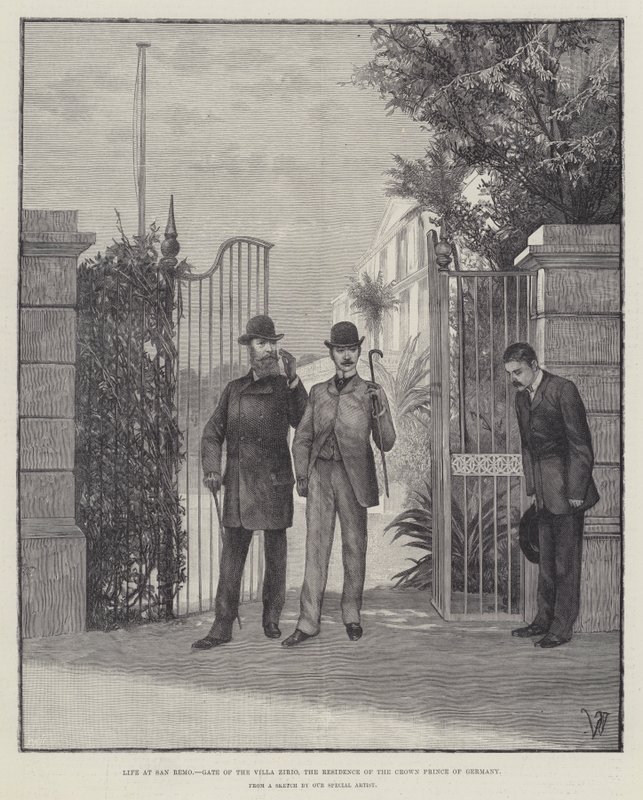 Élet San Remóban, a Villa Zirio kapuja, a német koronaherceg rezidenciája alkotó: Richard Caton Woodville junior