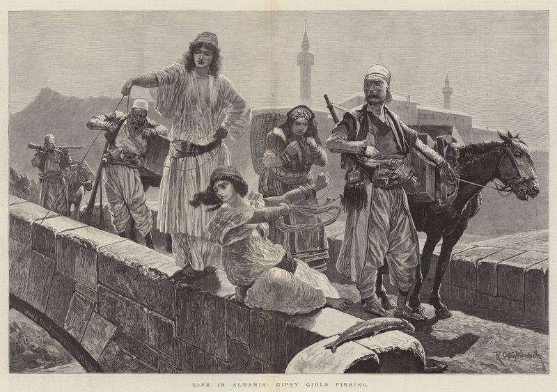 Élet Albániában, Cigánylányok halászata alkotó: Richard Caton Woodville junior