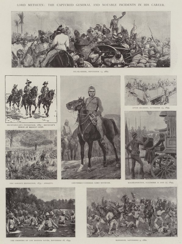 Lord Methuen, az elfogott tábornok és pályafutása jelentős eseményei alkotó: Richard Caton Woodville junior