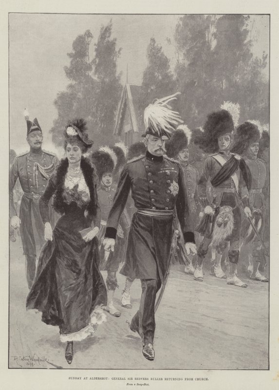 Vasárnap Aldershotban, Sir Redvers Buller tábornok visszatér a templomból alkotó: Richard Caton Woodville junior