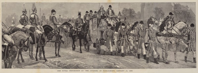 Királyi körmenet a parlament megnyitásakor, 1886. január 21-én alkotó: Richard Caton Woodville junior