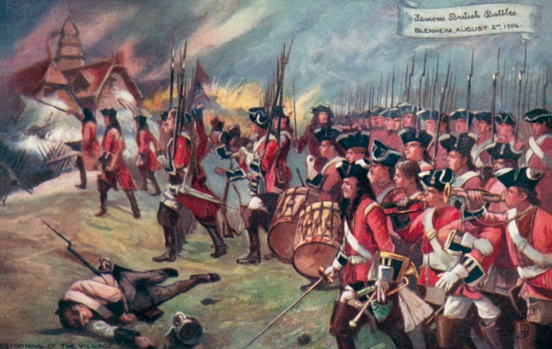 Brit csapatok megtámadják a falut, Blenheim csata, Bajorország, Spanyol örökösödési háború, 1704 alkotó: Richard Caton II Woodville