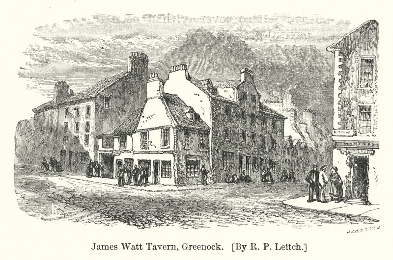 James Watt Tavern, Greenock (metszet) alkotó: Richard Principal (after) Leitch