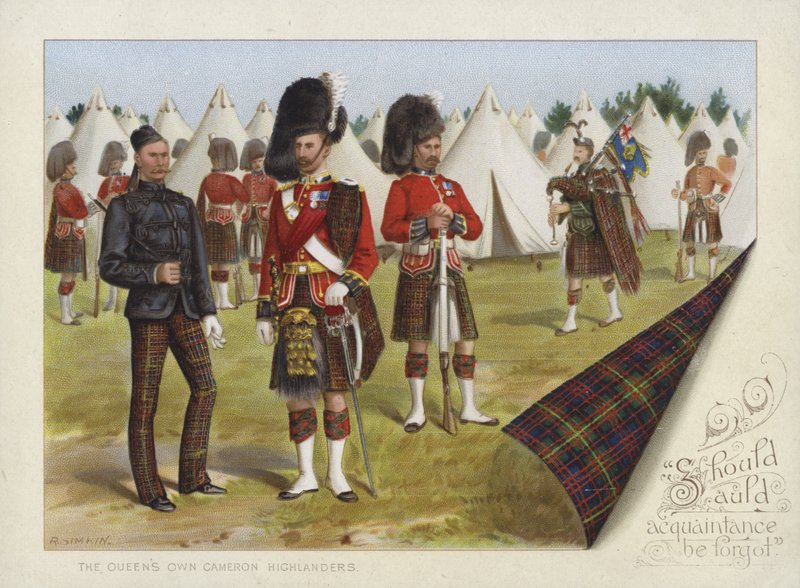 A királynő saját Cameron Highlanders (chromolitho) alkotó: Richard Simkin