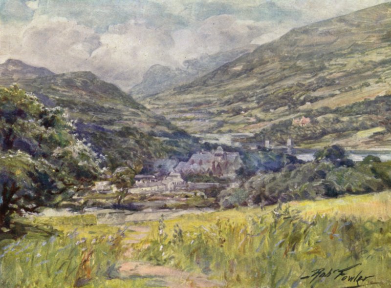Boddnant Hall, Conway Valley (színes litográfia) alkotó: Robert (after) Fowler