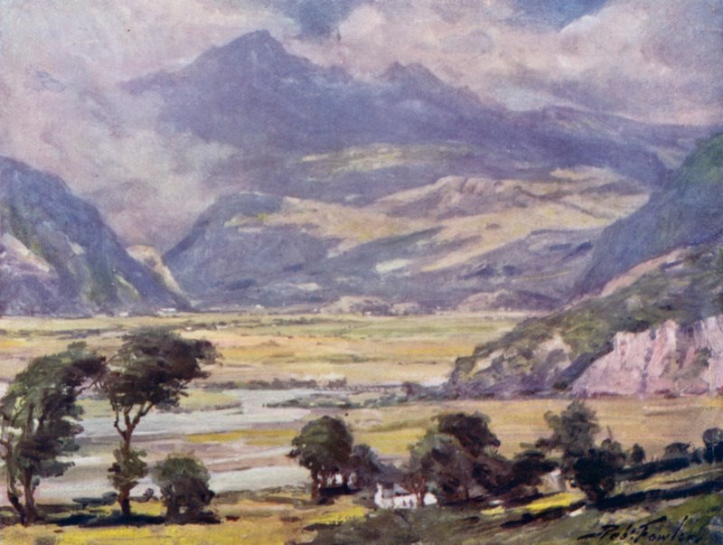 Snowdon a Traeth Mawrtól (színes litho) alkotó: Robert (after) Fowler