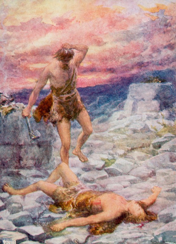 Káin és Ábel (színes litó) alkotó: Robert Ambrose (after) Dudley