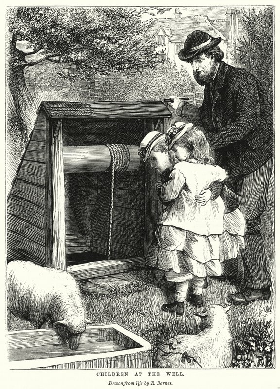 Gyermekek a kútnál (metszet) alkotó: Robert Barnes