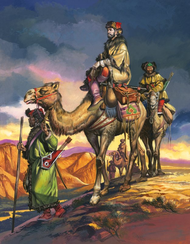 Marco Polo átkel a perzsa sivatagokon alkotó: Ron Embleton