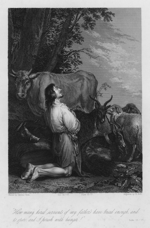 A tékozló fiú bűnbánata, Lukács 15 alkotó: Salvator (after) Rosa