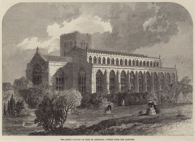 A Bury St Edmunds apátsági temploma, a kertből nézve alkotó: Samuel Read
