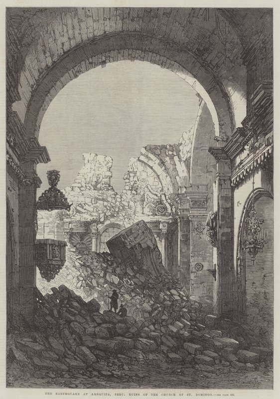 Földrengés Arequipában, Peruban, a Szent Domingo-templom romjai alkotó: Samuel Read