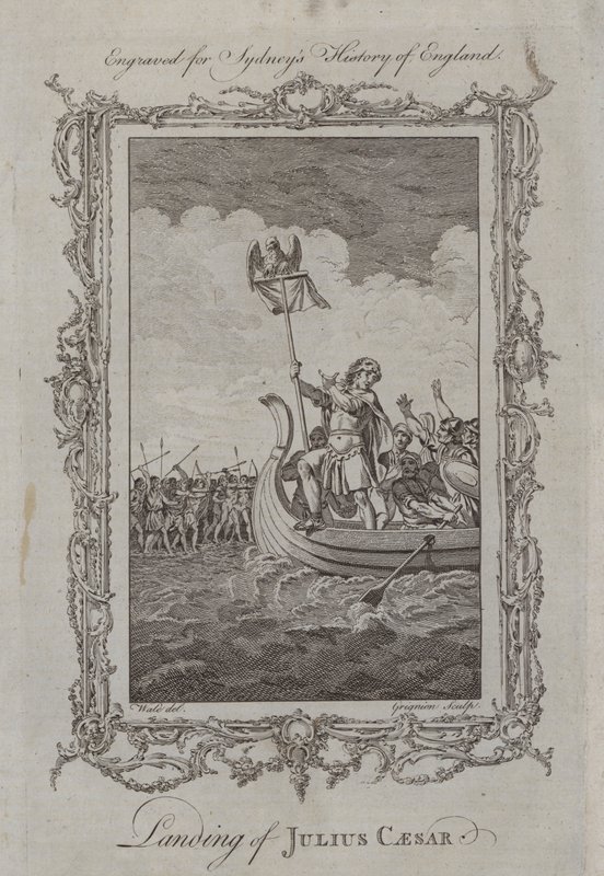 Julius Caesar partraszállása (metszet) alkotó: Samuel (after) Wale