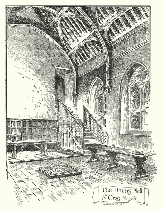 Ebédlő, St Cross Kórház (metszet) alkotó: Sidney Heath