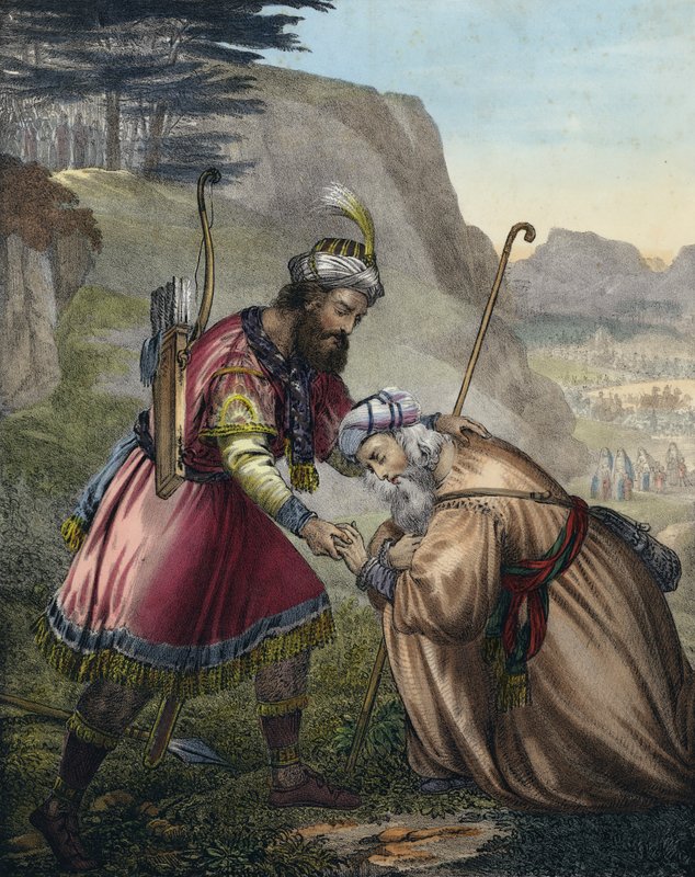 Jákob kibékülése testvérével, Ézsauval alkotó: Siegfried Detler Bendixen