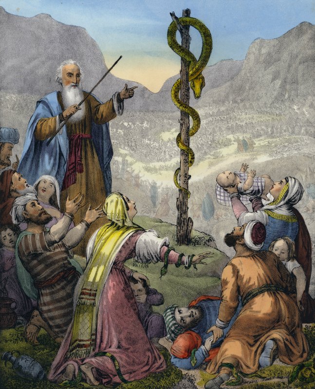 The Brazen Serpent (színes metszet) alkotó: Siegfried Detler Bendixen