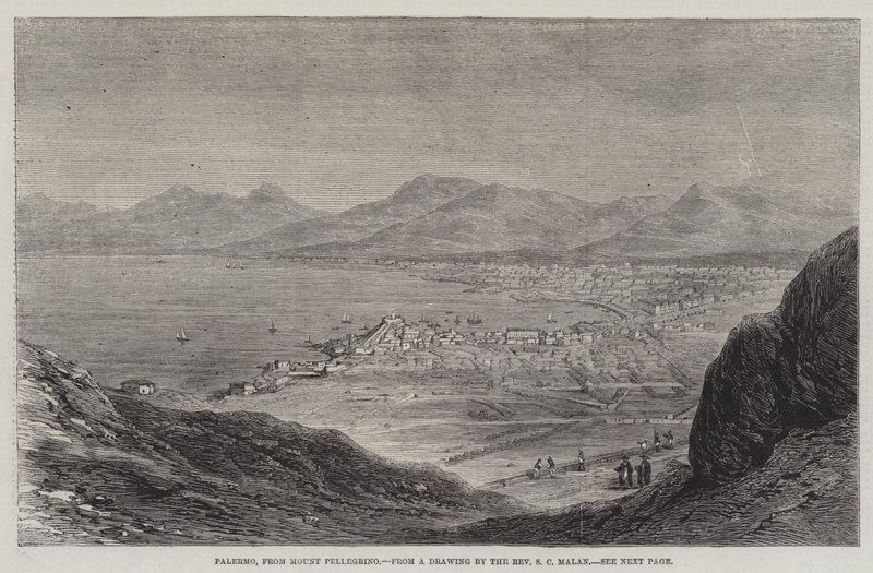 Palermo, a Pellegrino-hegy felől alkotó: Solomon Caesar Malan