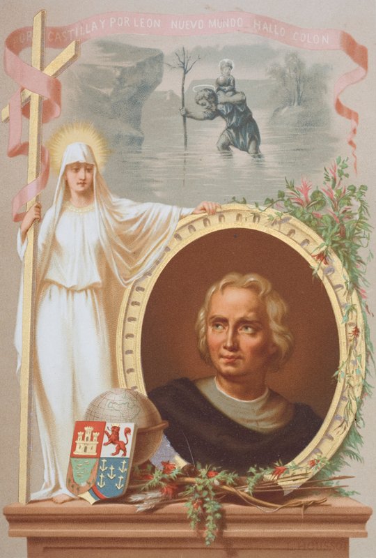 Kolumbusz Kristóf, genovai navigátor (chromolitho) alkotó: Spanish School