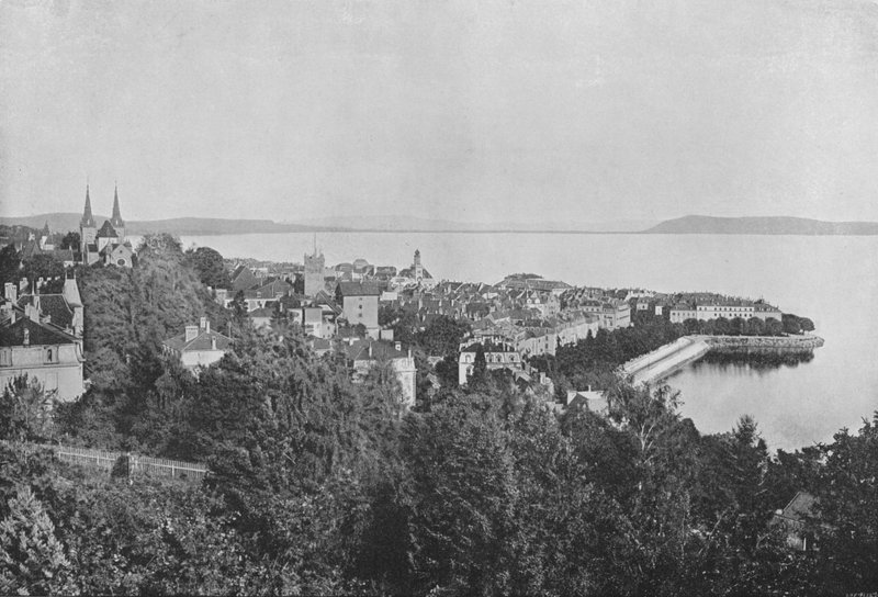 Neuchatel, Vue Generale (f/w fotó) alkotó: Swiss Photographer