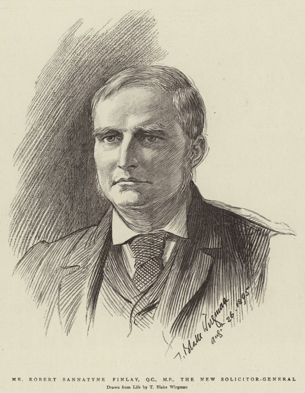 Robert Bannatyne Finlay, QC, parlamenti képviselő, az új főügyvéd alkotó: Theodore Blake Wirgman
