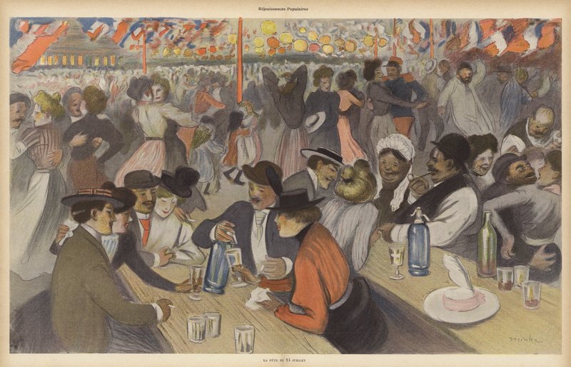 Bastille-napi ünnepségek (színes litó) alkotó: Theophile Alexandre (after) Steinlen