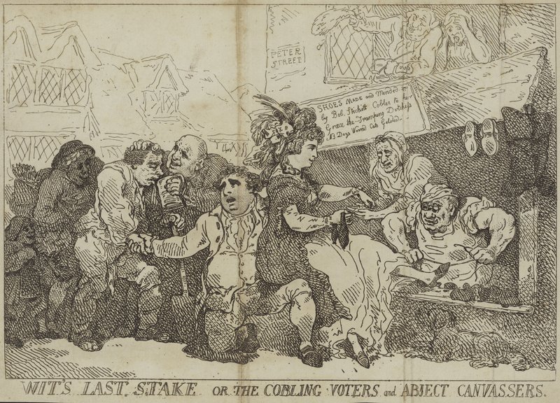 A szellem utolsó tétje vagy a kobzos szavazók és a nyomorúságos voksolók alkotó: Thomas Rowlandson