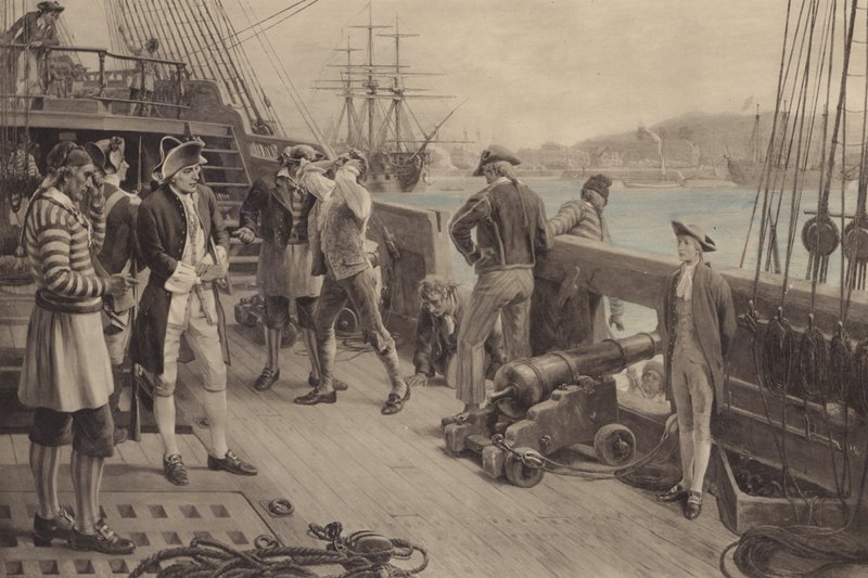 Nelsons első lábbal a haditengerészetben, Chatham alkotó: Thomas after Davidson