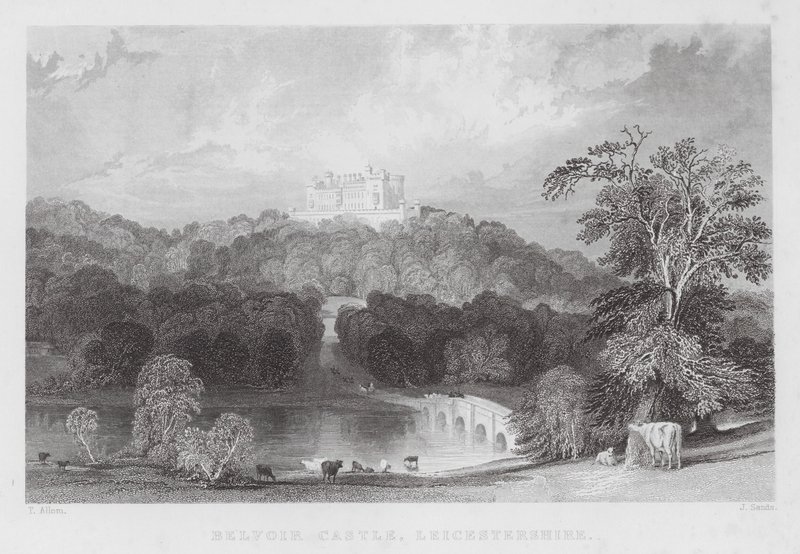 Belvoir kastély, Leicestershire (metszet) alkotó: Thomas (after) Allom