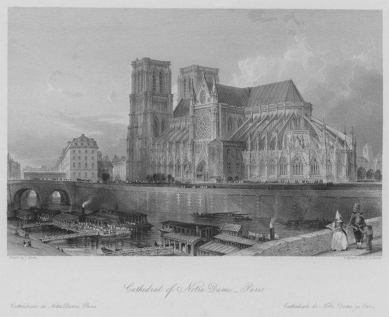 Notre-Dame székesegyház, Párizs (metszet) alkotó: Thomas (after) Allom