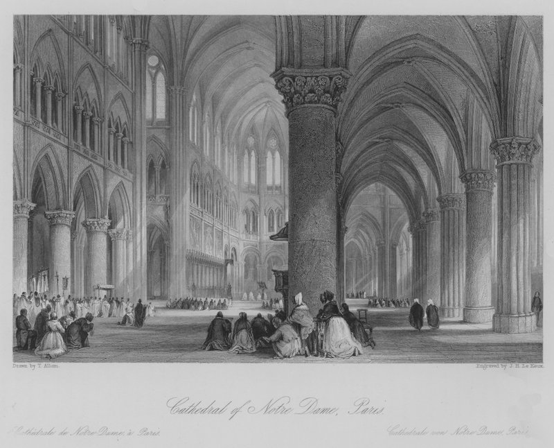 Notre Dame-székesegyház, Párizs (metszet) alkotó: Thomas (after) Allom