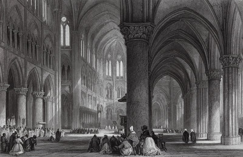 Notre-Dame székesegyház, Párizs (metszet) alkotó: Thomas (after) Allom
