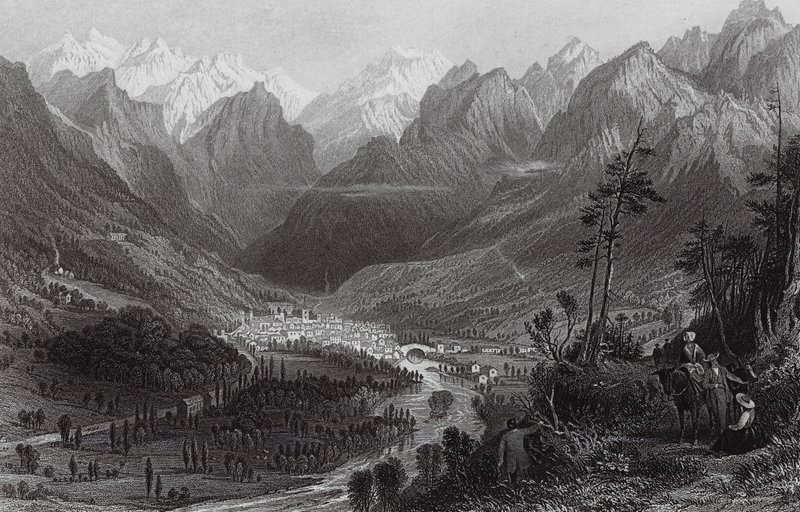 Cauterets, a Pireneusokban (metszet) alkotó: Thomas (after) Allom