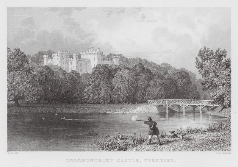 Cholmondeley kastély, Cheshire (metszet) alkotó: Thomas (after) Allom