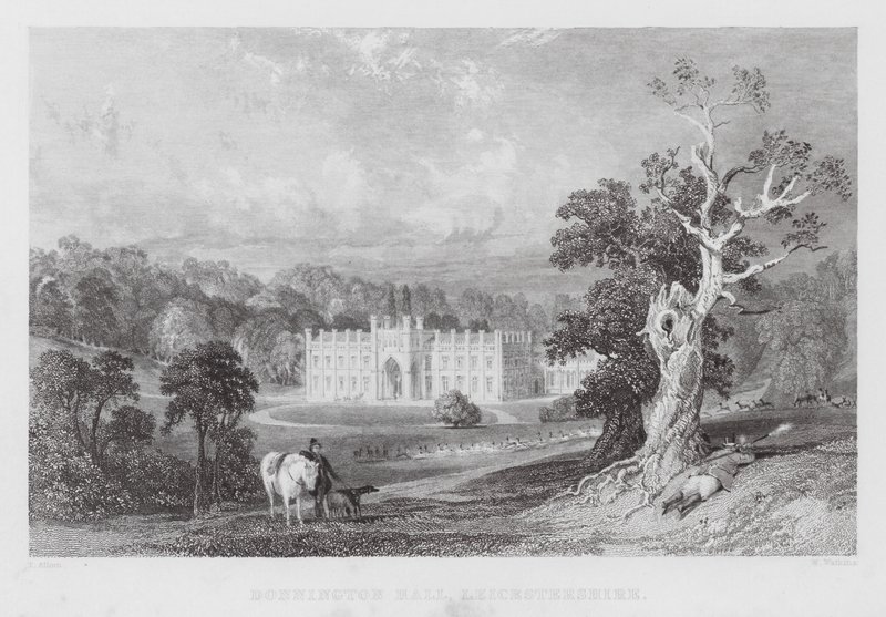Donnington Hall, Leicestershire (metszet) alkotó: Thomas (after) Allom