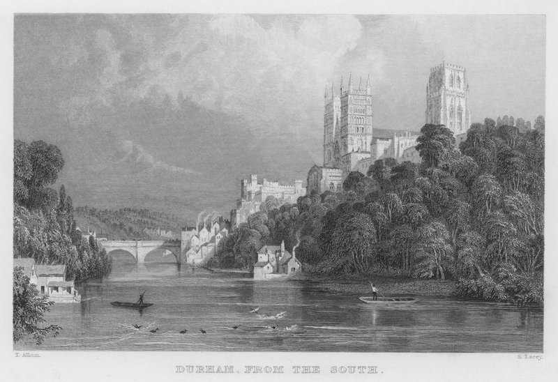 Durham, délről (metszet) alkotó: Thomas (after) Allom
