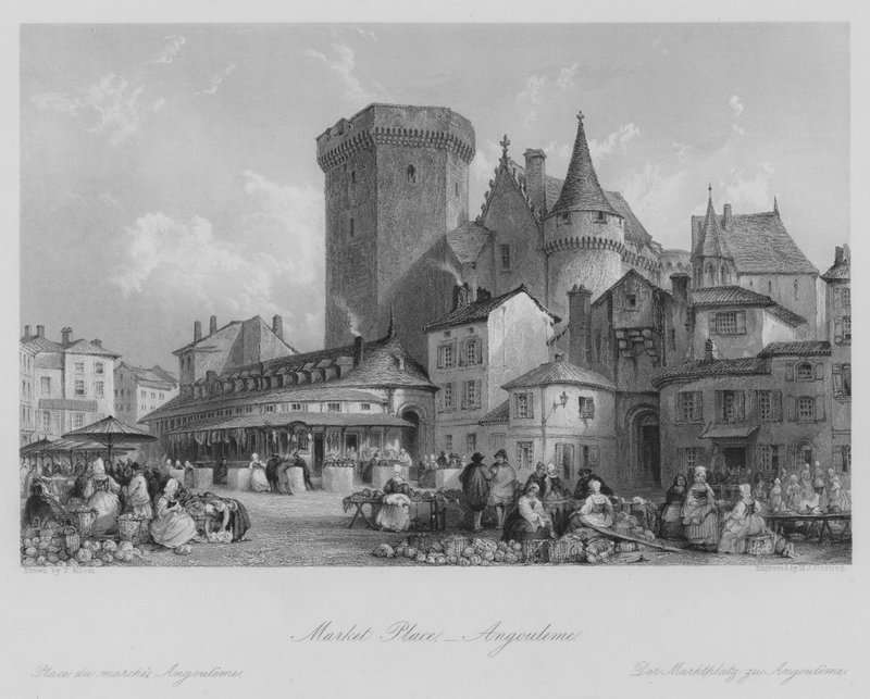Market Place, Angouleme (metszet) alkotó: Thomas (after) Allom