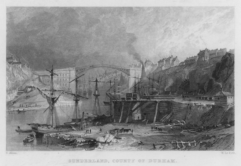 Sunderland, Durham megye (metszet) alkotó: Thomas (after) Allom