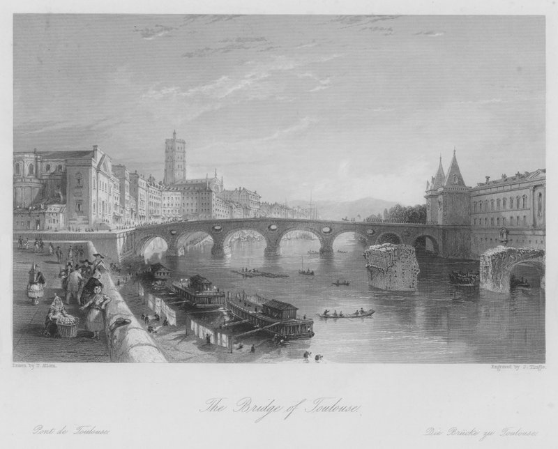 A toulouse-i híd (metszet) alkotó: Thomas (after) Allom