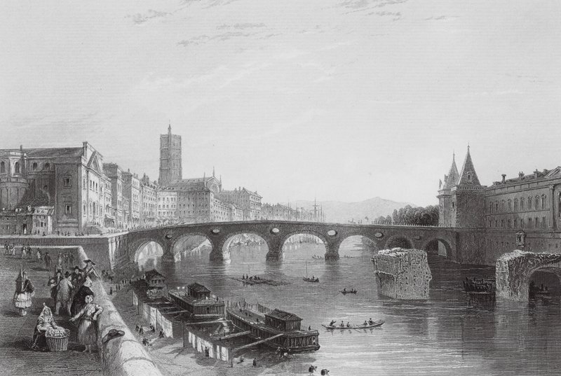 A toulouse-i híd (metszet) alkotó: Thomas (after) Allom