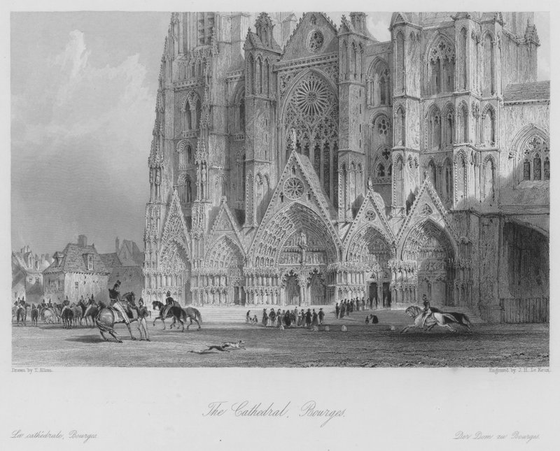 Katedrális, Bourges (metszet) alkotó: Thomas (after) Allom