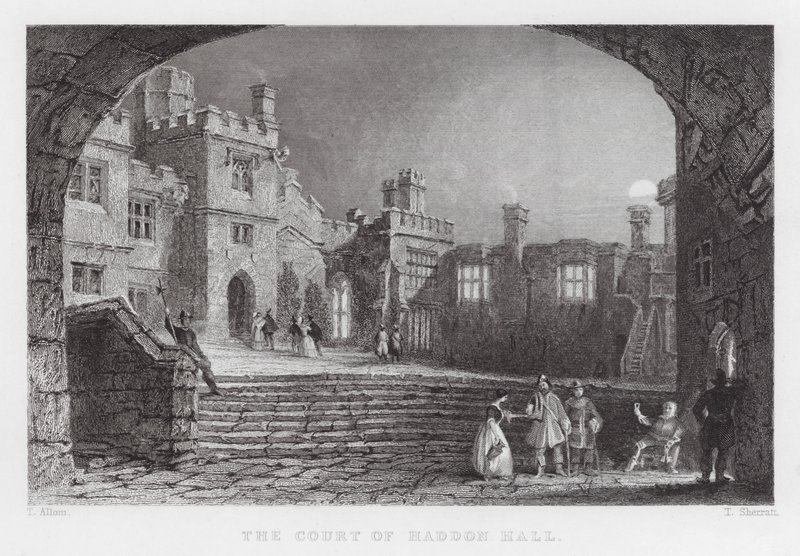 A Haddon Hall udvara (metszet) alkotó: Thomas (after) Allom
