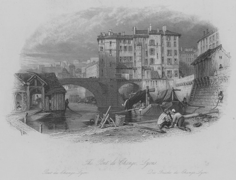 A Pont du Change, Lyons (metszet) alkotó: Thomas (after) Allom