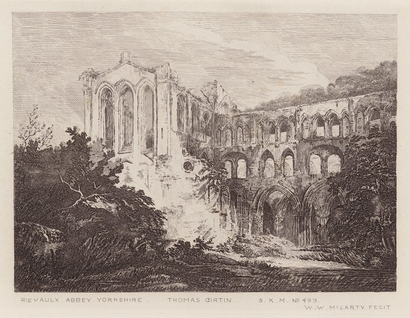 Rievaulx apátság (metszet) alkotó: Thomas (after) Girtin