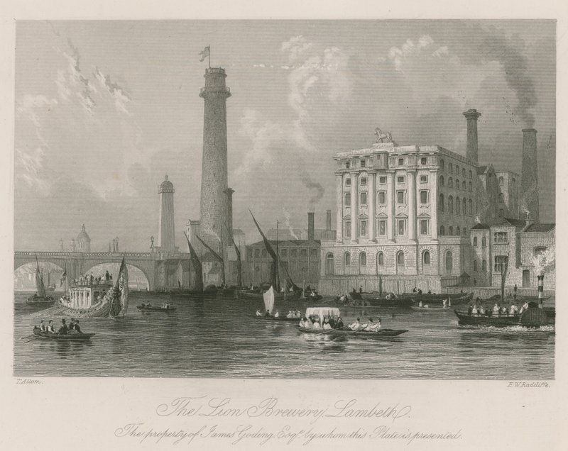 Az Oroszlán sörfőzde Lambethben alkotó: Thomas Allom