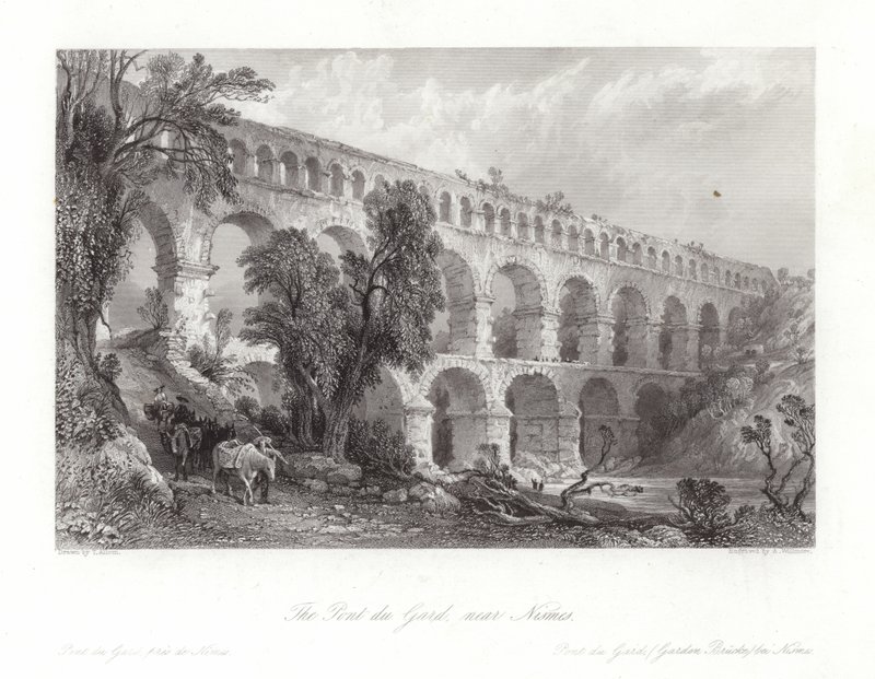 A Pont du Gard, Nismes közelében alkotó: Thomas Allom