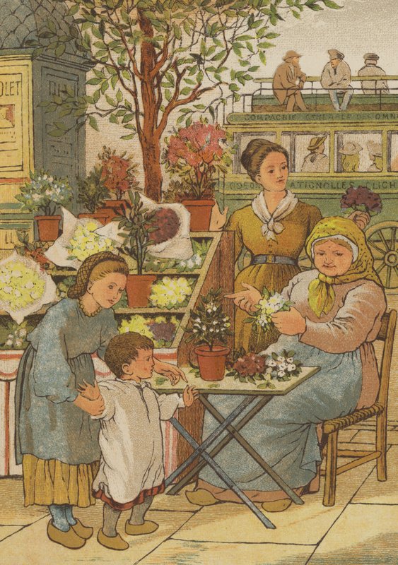 Párizs: virágbódé (színes litho) alkotó: Thomas Crane