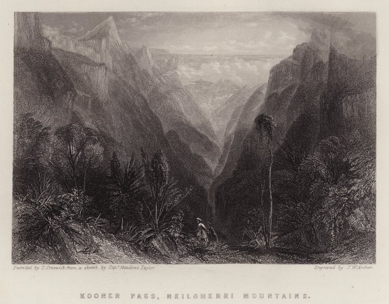 Kooner-hágó, Neilgherri-hegység (színes litho) alkotó: Thomas Creswick